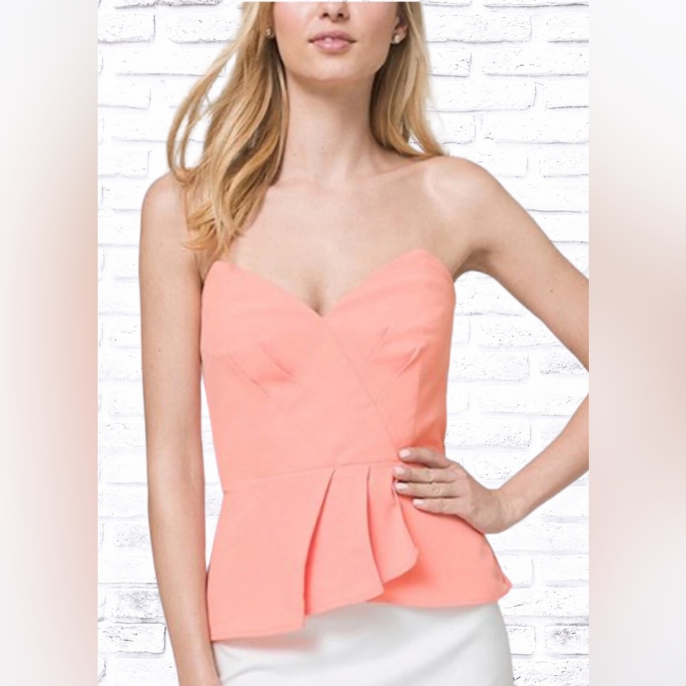 White House Black Market Elegant Peach Strapless Peplum Top